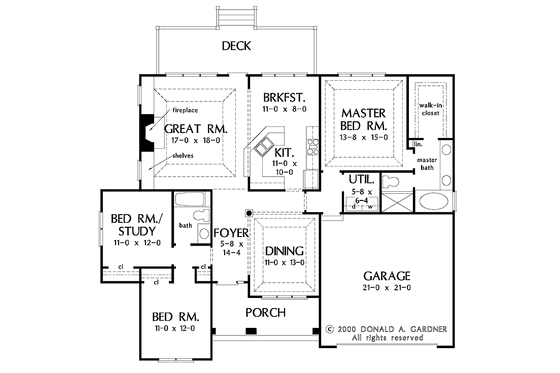 Floor Plan - Main Floor for Ranch House Plan #929-592 - 3 bed, 2 bath