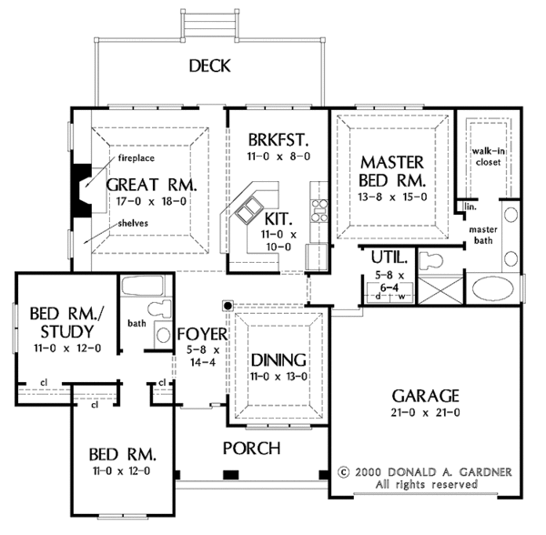 House Design - Ranch Floor Plan - Main Floor Plan #929-592