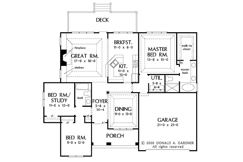 Home Plan - Floor Plan - Main Floor for Ranch House Plan #929-592 - 3 bed, 2 bath