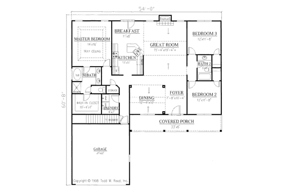 Floor Plan - Main Floor for Country House Plan #437-13 - 3 bed, 2 bath