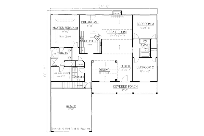 Home Plan - Floor Plan - Main Floor for Country House Plan #437-13 - 3 bed, 2 bath