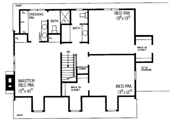 Home Plan - Colonial Floor Plan - Upper Floor Plan #72-671