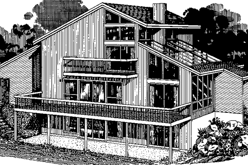 Dream House Plan - Exterior - Rear Elevation for Contemporary House Plan #320-1178 - 2 bed, 2.5 bath