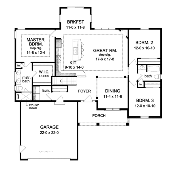 House Design - Ranch Floor Plan - Main Floor Plan #1010-72