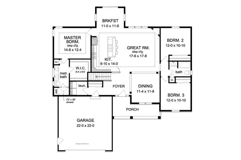 Home Plan - Floor Plan - Main Floor for Ranch House Plan #1010-72 - 3 bed, 2 bath