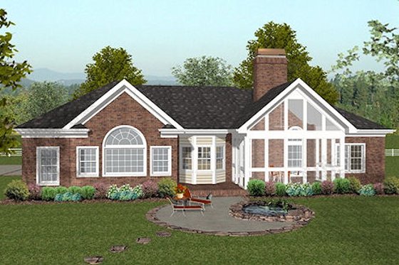 Exterior - Rear Elevation for Southern House Plan #56-566 - 3 bed, 2.5 bath