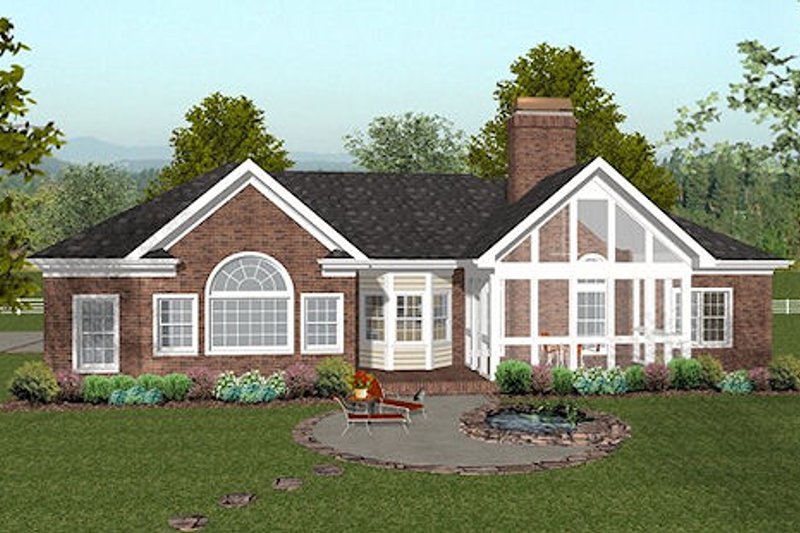 House Design - Exterior - Rear Elevation for Southern House Plan #56-566 - 3 bed, 2.5 bath