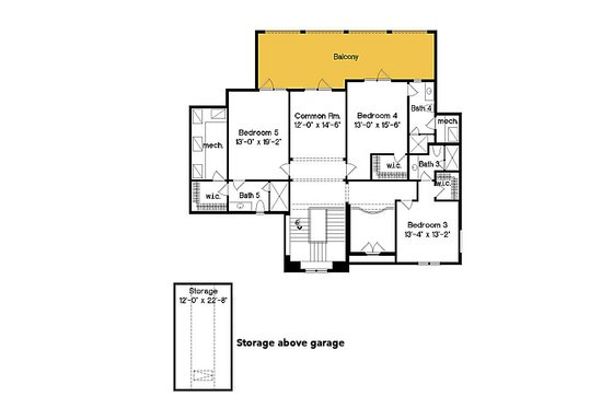 Floor Plan - Upper Floor for Mediterranean House Plan #135-199 - 5 bed, 6 bath