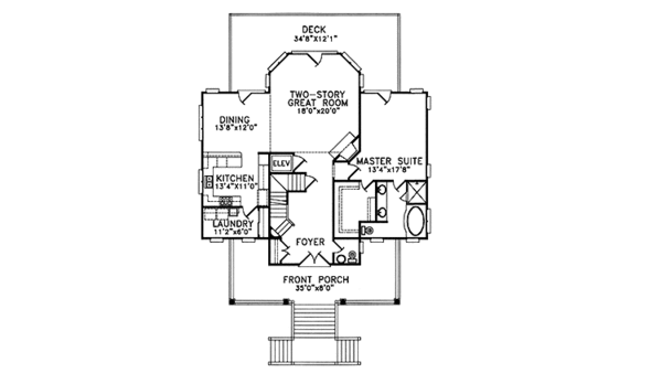 House Design - Country Floor Plan - Main Floor Plan #991-12