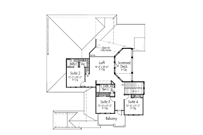 Architectural House Design - Floor Plan - Upper Floor for Country House Plan #1007-58 - 4 bed, 3.5 bath
