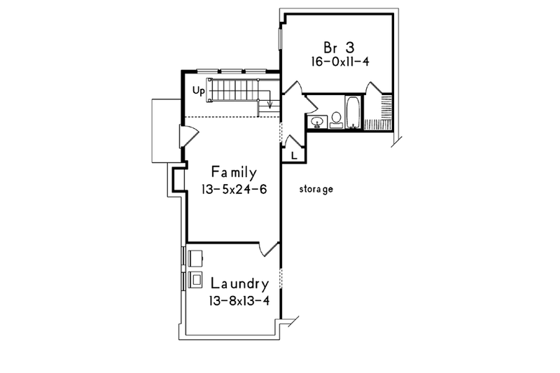 Home Plan - Floor Plan - Lower Floor for Country House Plan #57-195 - 2 bed, 1 bath