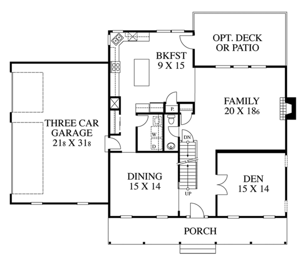 House Design - Colonial Floor Plan - Main Floor Plan #1053-69