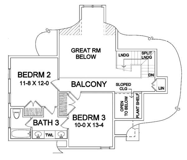 House Design - Traditional Floor Plan - Upper Floor Plan #328-342