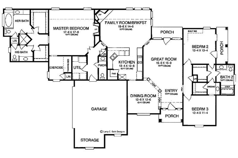 Home Plan - Floor Plan - Main Floor for Ranch House Plan #952-49 - 3 bed, 2.5 bath