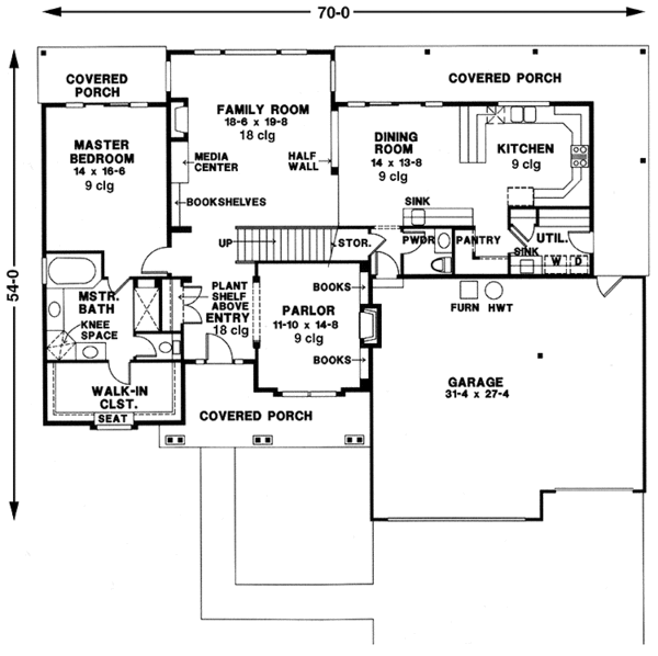 House Plan Design - Traditional Floor Plan - Main Floor Plan #966-44