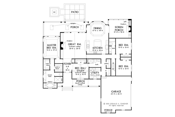 Floor Plan - Main Floor for Ranch House Plan #929-1004 - 4 bed, 3 bath