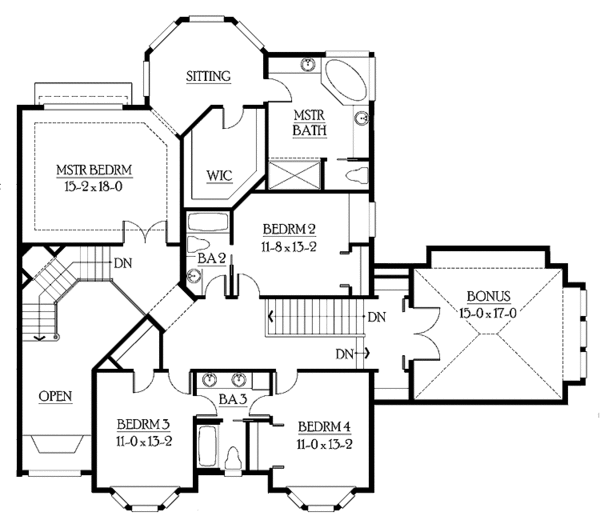 Dream House Plan - Craftsman Floor Plan - Upper Floor Plan #132-333