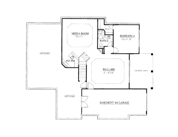 House Design - Traditional Floor Plan - Lower Floor Plan #437-45