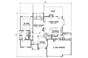 Floor Plan - Main Floor for Traditional House Plan #67-424 - 4 bed, 3.5 bath