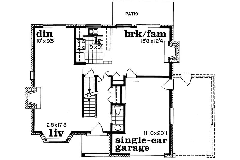 Home Plan - Floor Plan - Main Floor for Contemporary House Plan #47-964 - 3 bed, 1.5 bath