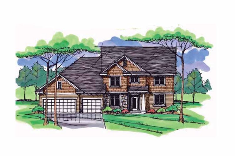 House Blueprint - Exterior - Front Elevation 3 for Colonial House Plan #51-1018 - 4 bed, 3.5 bath