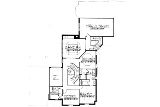 Floor Plan - Upper Floor for European House Plan #141-140 - 5 bed, 4.5 bath