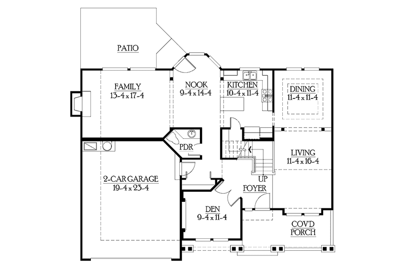 Architectural House Design - Floor Plan - Main Floor for Craftsman House Plan #132-294 - 3 bed, 2.5 bath