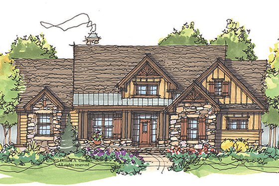 Exterior - Front Elevation 5 for Craftsman House Plan #929-936 - 4 bed, 4 bath