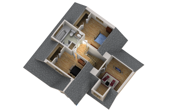Floor Plan - Upper Floor 1 for Country House Plan #25-4584 - 2 bed, 1 bath