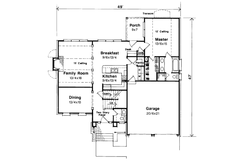 House Design - Floor Plan - Main Floor for European House Plan #41-146 - 4 bed, 2.5 bath