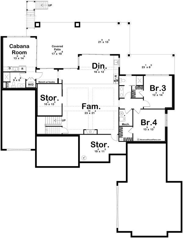 Beach Floor Plan - Lower Floor Plan #455-534