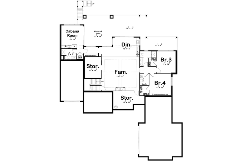 Architectural House Design - Floor Plan - Lower Floor for Beach House Plan #455-534 - 2 bed, 2 bath