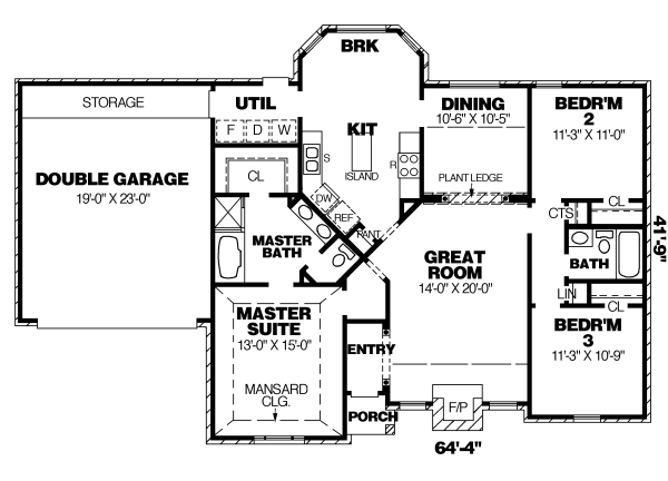 Traditional Floor Plan - Main Floor Plan #34-104
