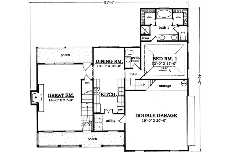 Home Plan - Floor Plan - Main Floor for Country House Plan #42-651 - 3 bed, 2.5 bath