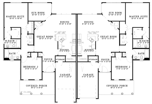 Architectural House Design - Country Floor Plan - Main Floor Plan #17-3028
