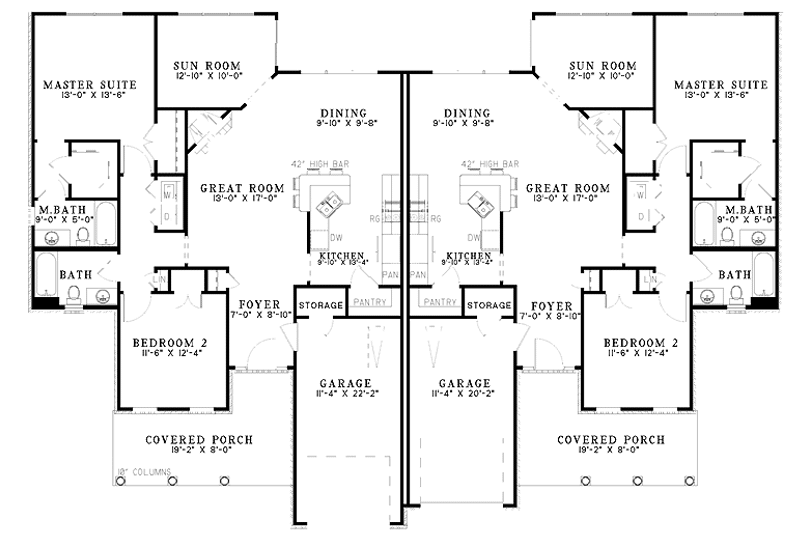 Home Plan - Floor Plan - Main Floor for Country House Plan #17-3028 - 4 bed, 4 bath