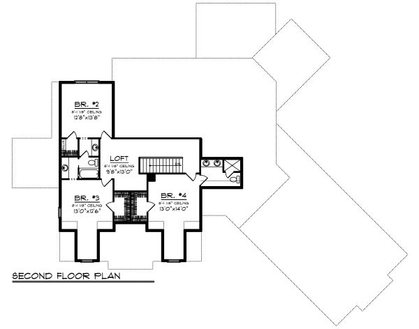 Architectural House Design - Craftsman Floor Plan - Upper Floor Plan #70-1487