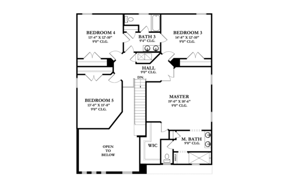 Floor Plan - Upper Floor for Mediterranean House Plan #1058-65 - 5 bed, 3 bath
