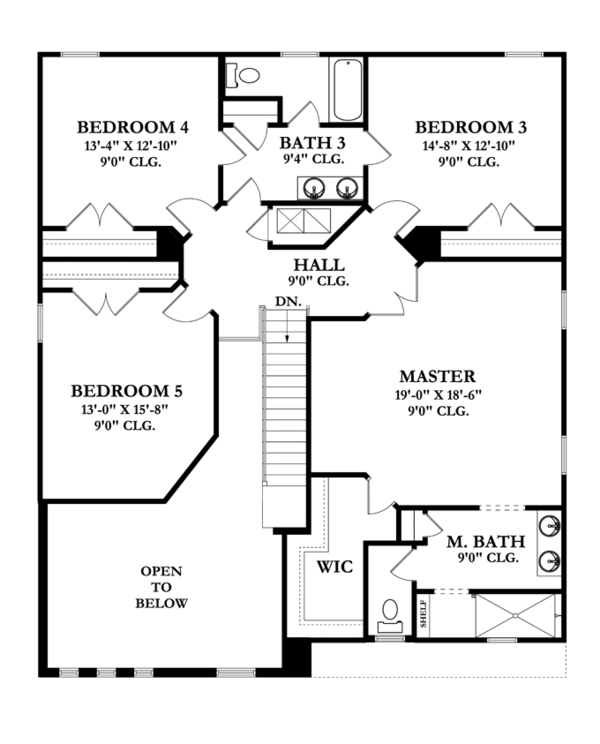 Architectural House Design - Mediterranean Floor Plan - Upper Floor Plan #1058-65