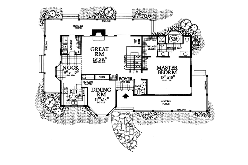 House Blueprint - Floor Plan - Main Floor for Country House Plan #72-1004 - 4 bed, 3.5 bath
