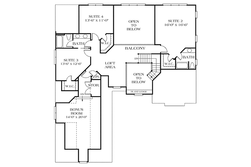 Home Plan - Floor Plan - Upper Floor for European House Plan #453-410 - 4 bed, 3.5 bath