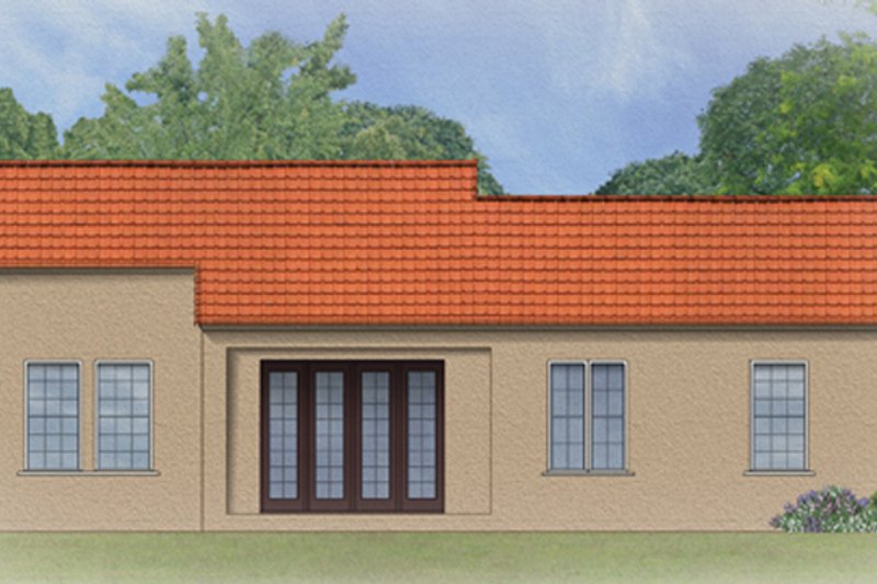 Home Plan - Exterior - Rear Elevation 1 for Mediterranean House Plan #1058-4 - 3 bed, 2 bath