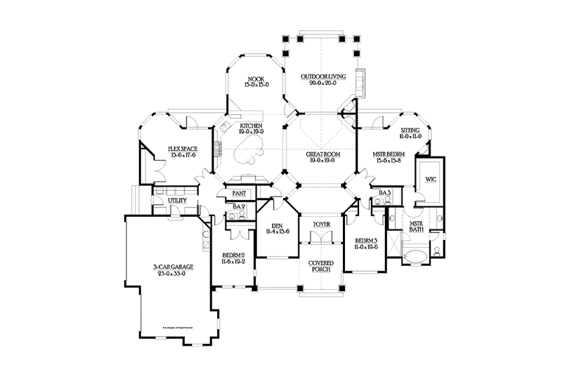 House Design - Floor Plan - Main Floor for Traditional House Plan #132-550 - 3 bed, 3 bath
