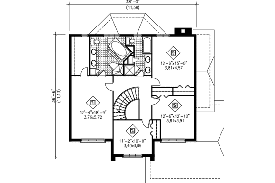 Floor Plan - Upper Floor for Traditional House Plan #25-4240 - 4 bed, 2.5 bath