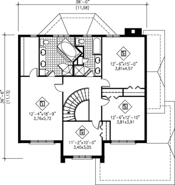 Traditional Floor Plan - Upper Floor Plan #25-4240