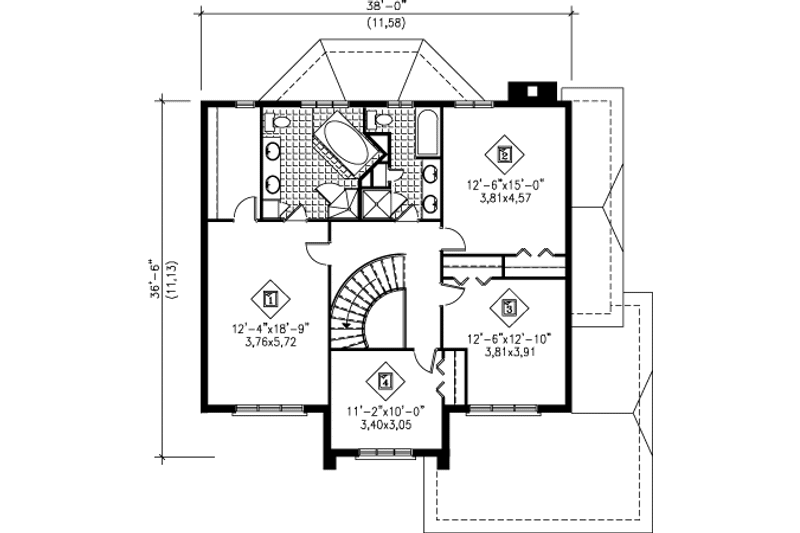 Architectural House Design - Floor Plan - Upper Floor for Traditional House Plan #25-4240 - 4 bed, 2.5 bath