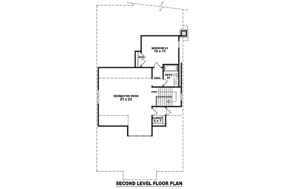 Floor Plan - Upper Floor for Bungalow House Plan #81-1122 - 4 bed, 3 bath