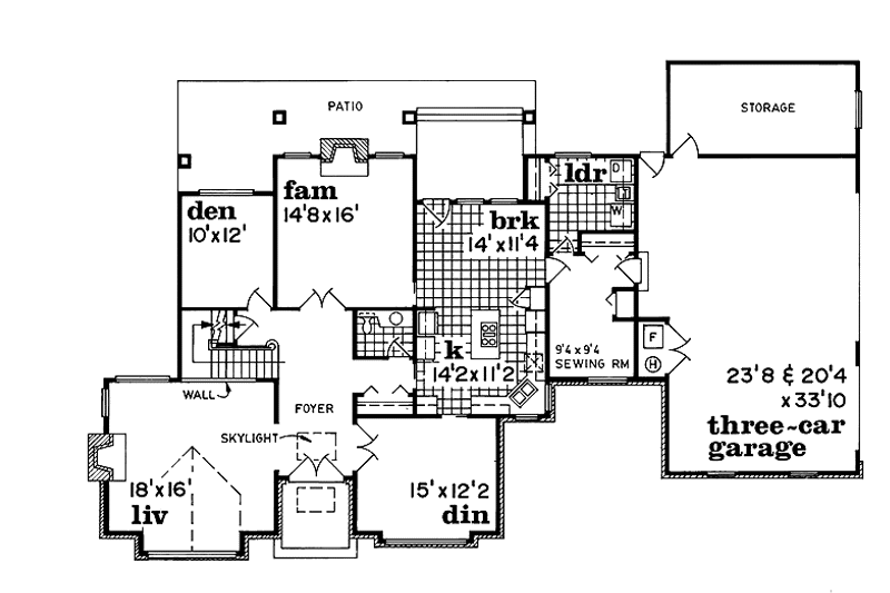 Home Plan - Floor Plan - Main Floor for Prairie House Plan #47-996 - 4 bed, 3.5 bath