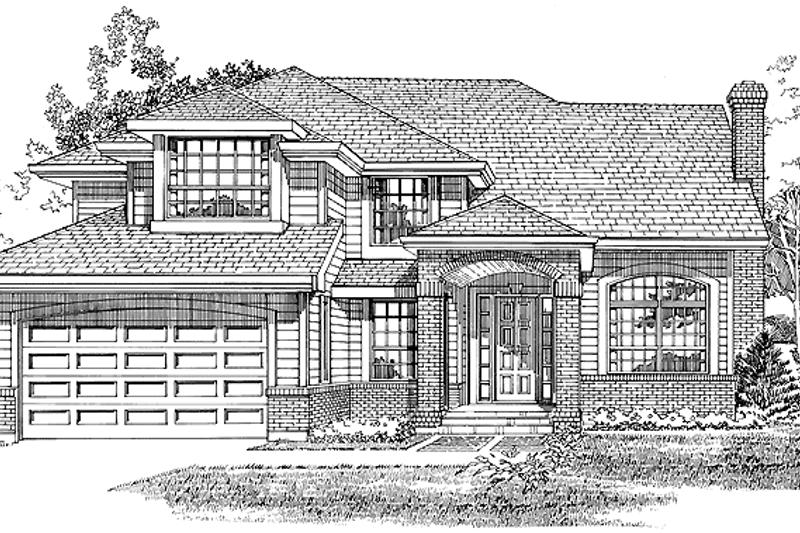 House Blueprint - Exterior - Front Elevation 3 for Mediterranean House Plan #47-1015 - 4 bed, 3 bath