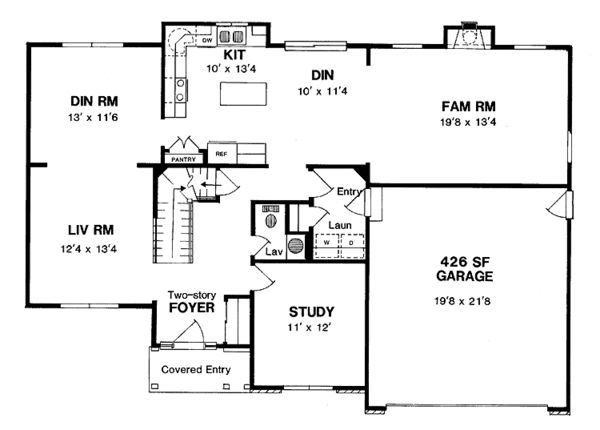 Home Plan - Colonial Floor Plan - Main Floor Plan #316-187
